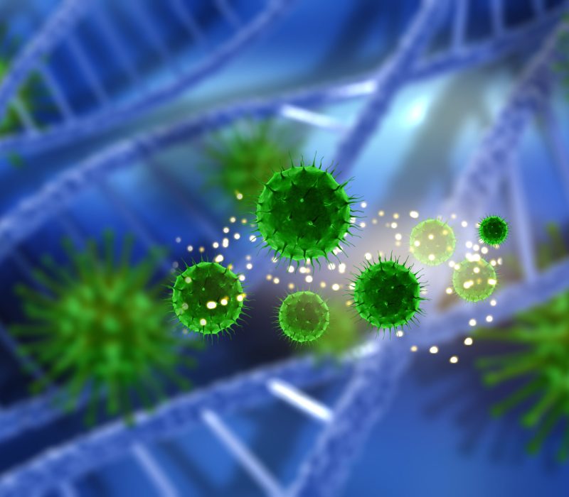 3D render of a medical background with abstract virus cells